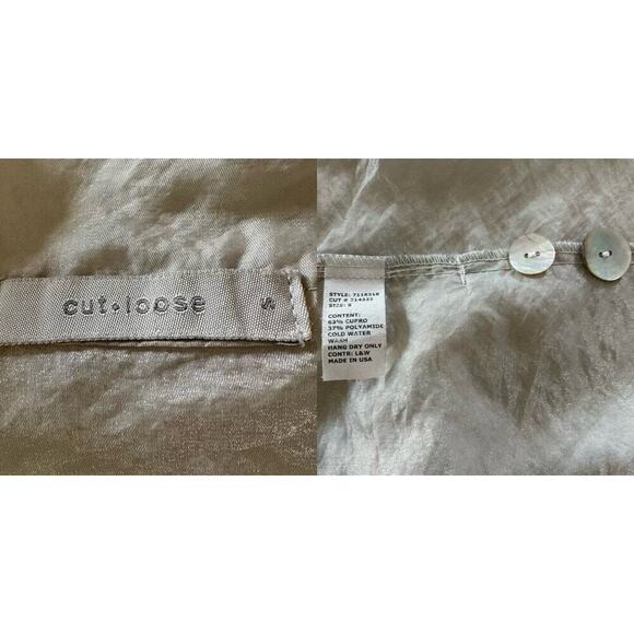 CUT LOOSE S Metallic Sheen Blouse Bone Sz S Oversized Elegant Exquisite Elevated - Picture 7 of 10